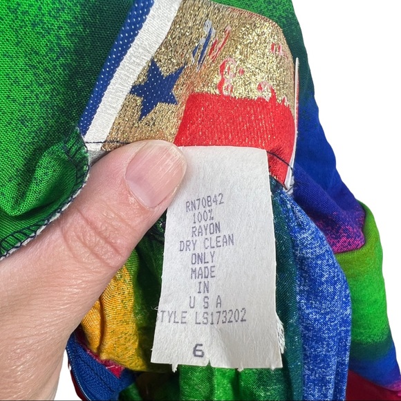 VTG 80's/90's NWT DEADSTOCK Liz E. Parker Texas Made Rainbow Tiered Skirt Sz 6 - Picture 8 of 8